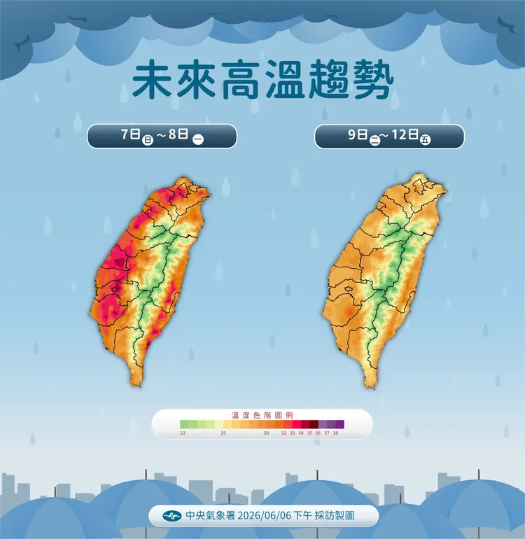 未來高溫趨勢。氣象署提供