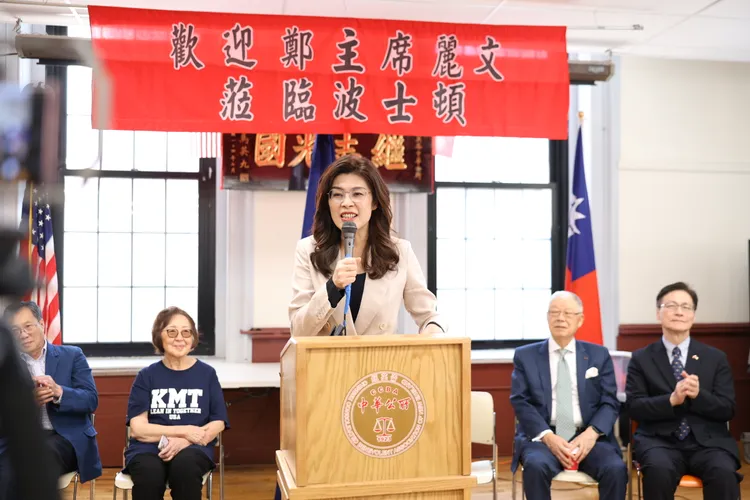 國民黨鄭麗文主席於台北時間6月5日，訪美拜會波士頓紐英崙中華公所。國民黨提供