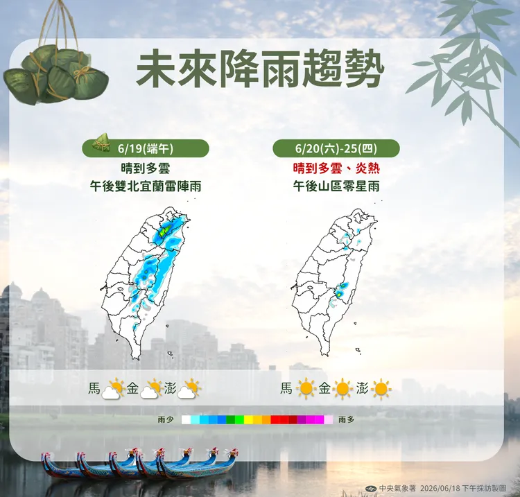 降雨趨勢。氣象署提供