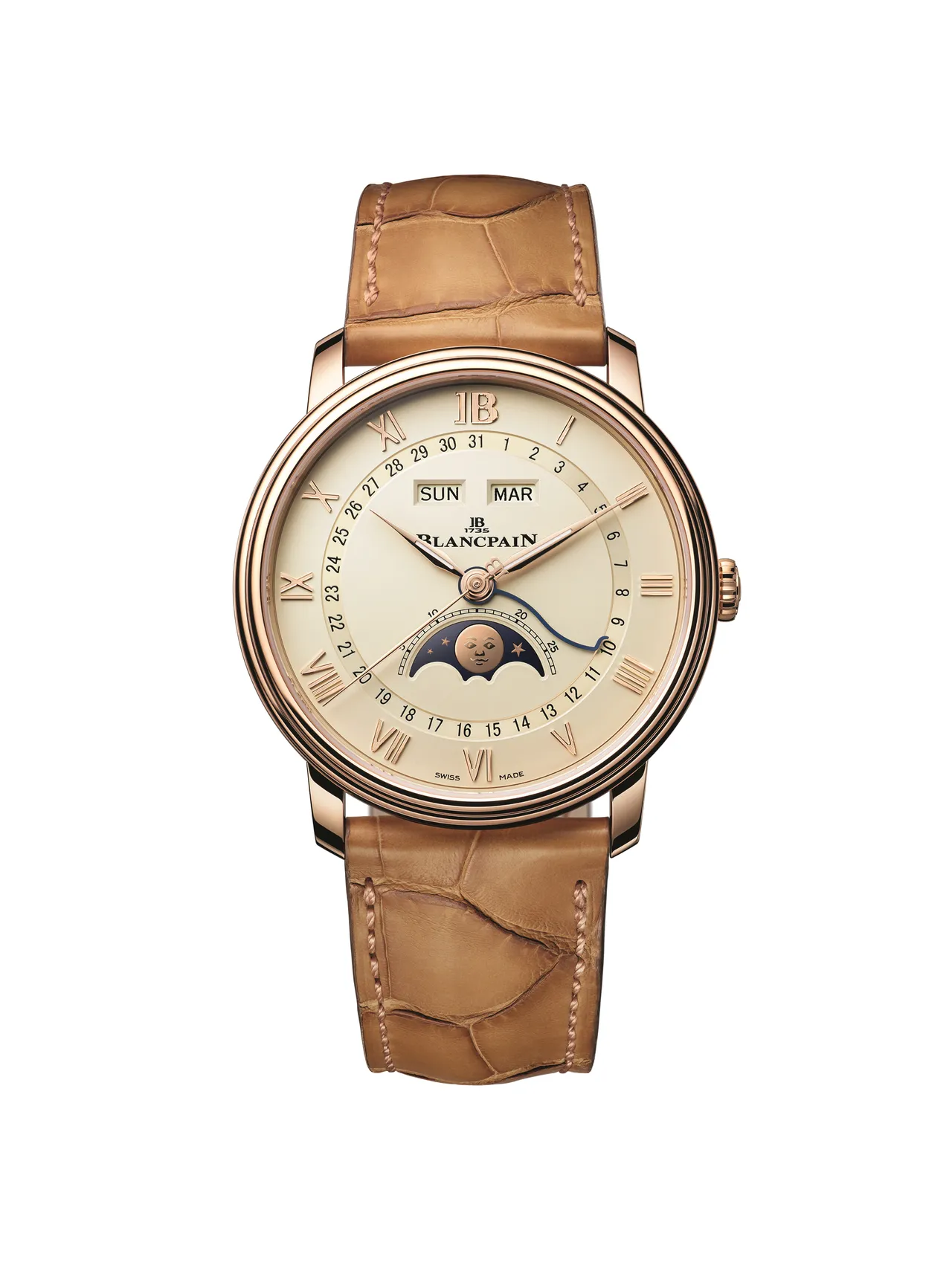 孫鍾元佩戴Blancpain Villeret全日曆月相腕錶，102萬1000元。品牌提供