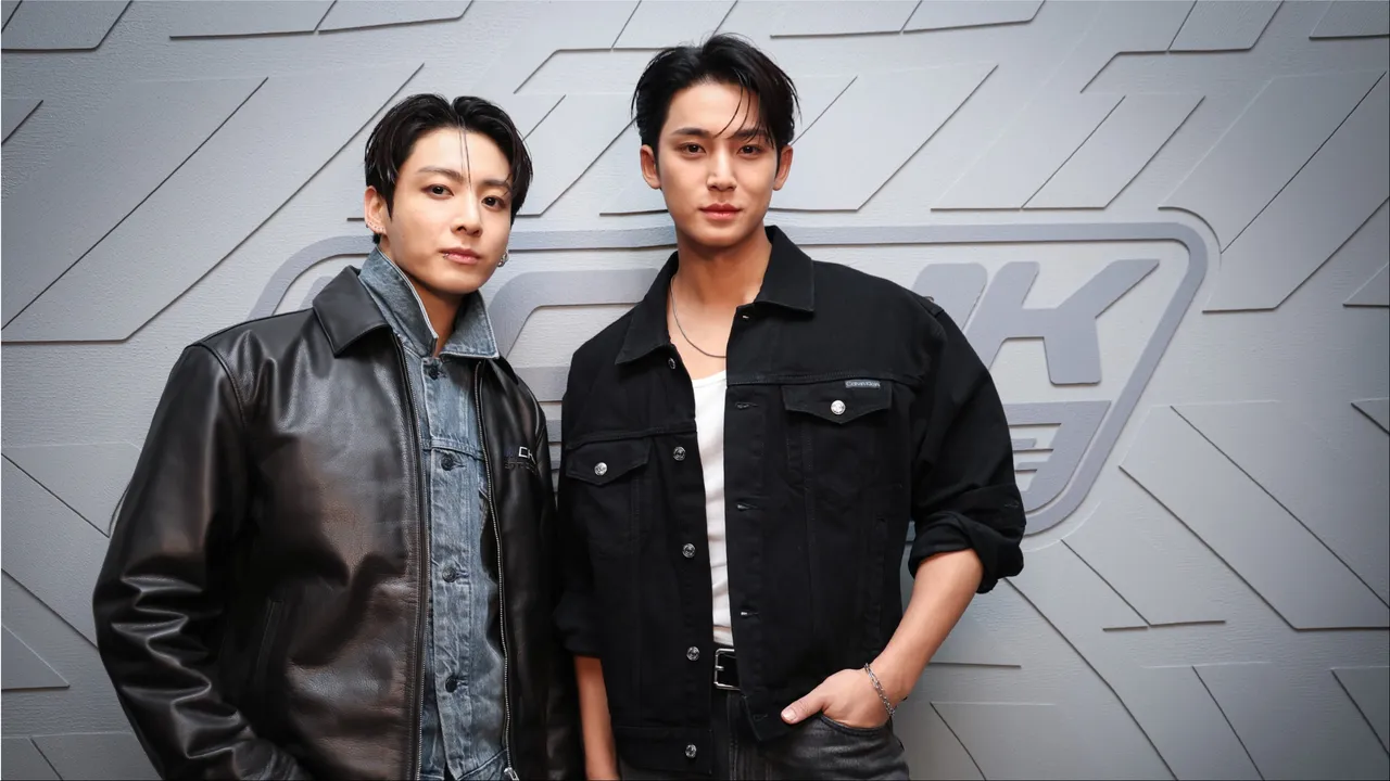 田柾國（左）、金珉奎（右）在Calvin Klein活動上同框。品牌提供