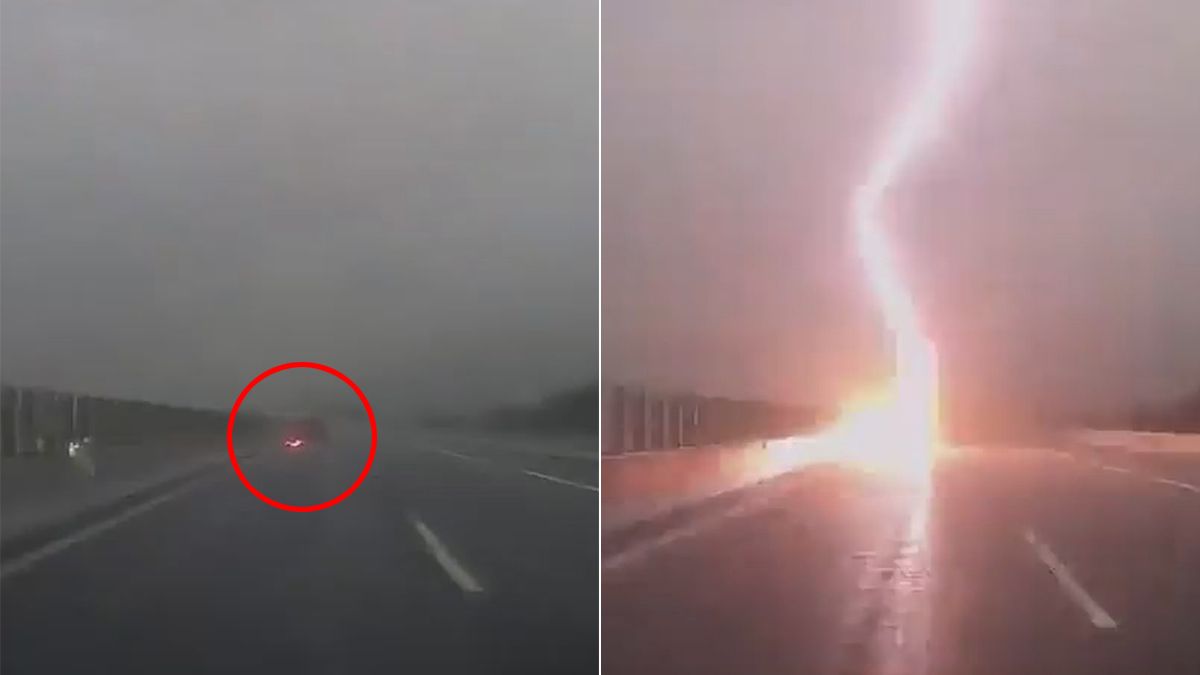 轎車行駛高速公路「被雷劈」 駕駛:突然一道光,車就熄火了