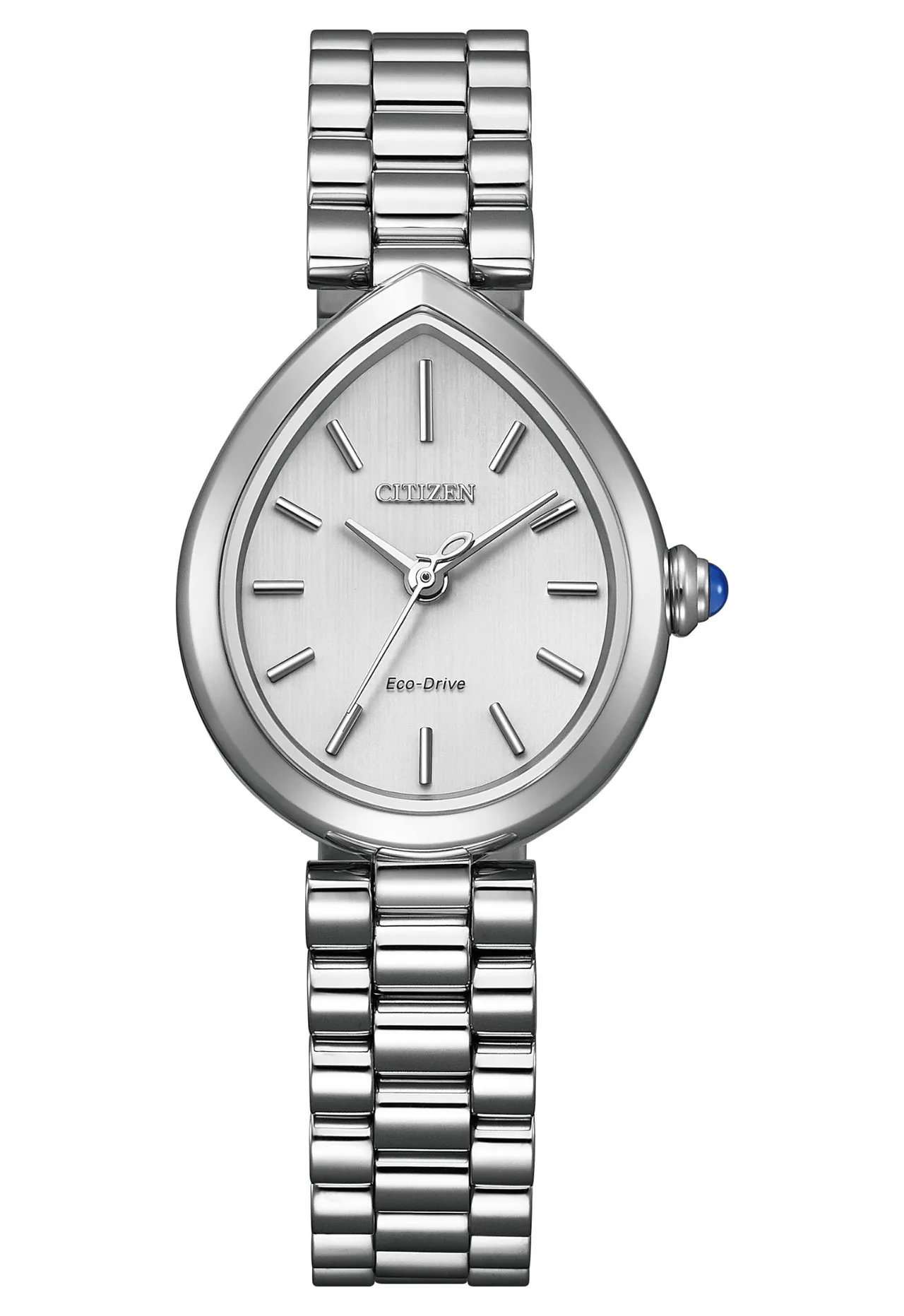 CITIZEN L「RAINELL」雨漾腕錶靜謐銀款EM1200-55A，1萬4800元。品牌提供