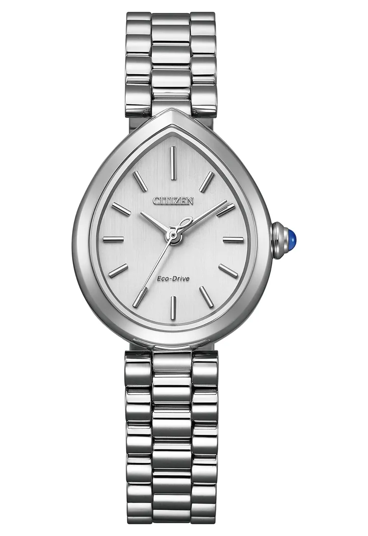 CITIZEN L「RAINELL」雨漾腕錶靜謐銀款EM1200-55A，1萬4800元。品牌提供