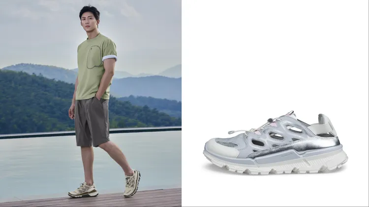 ECCO BIOM 2.2 TRL系列男款運動涼鞋（左）7680元、女款運動涼鞋（右）7380元。品牌提供
