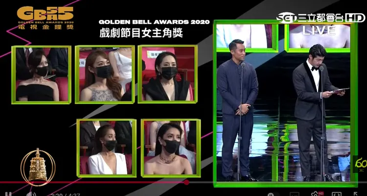 王柏傑在金鐘獎擔任頒獎人，親口揭獎由柯佳嬿獲得影后。翻攝自三立金鐘55YT