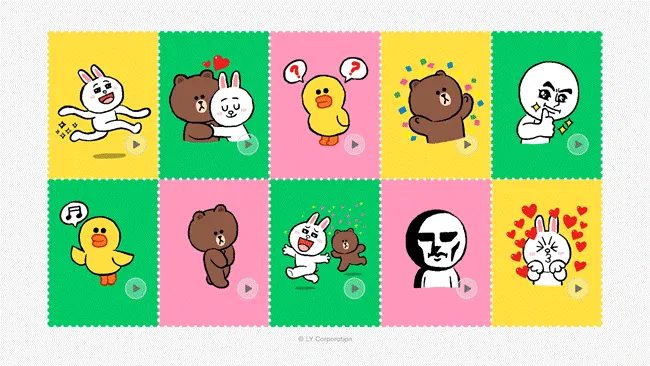 LINE 15週年限定「復刻動動版」貼圖免費下載，熊大、兔兔、莎莉與饅頭人等經典角色以動態形式回歸，熟悉表情搭配繽紛色塊設計，帶用戶重溫聊天室裡的共同回憶。LINE提供