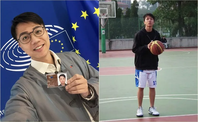 國民黨發言人陳暉也曝光自己大學打籃球的照片。翻攝自陳暉臉書