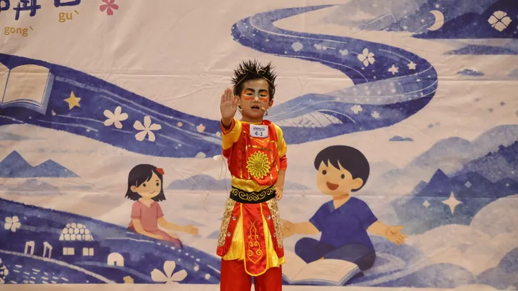 海外台商子弟學校學生首度跨海參加國小低年級組比賽。客家局提供