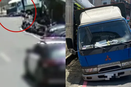 板橋新建工地旁道路突塌陷　貨車前輪陷坑受困！工務局調查中