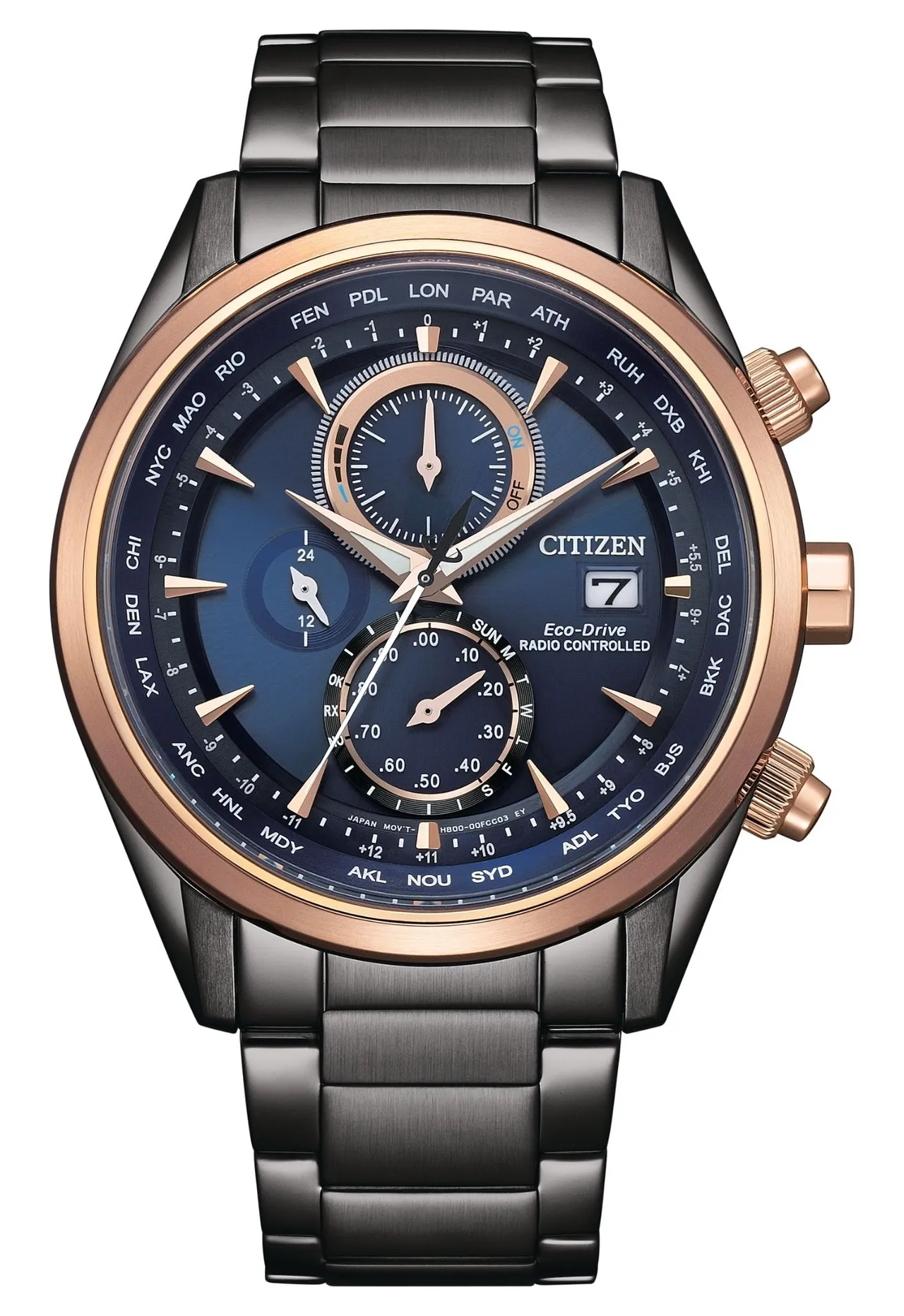 CITIZEN光動能全球電波對時錶AT8269-81L腕錶，2萬6800元。品牌提供