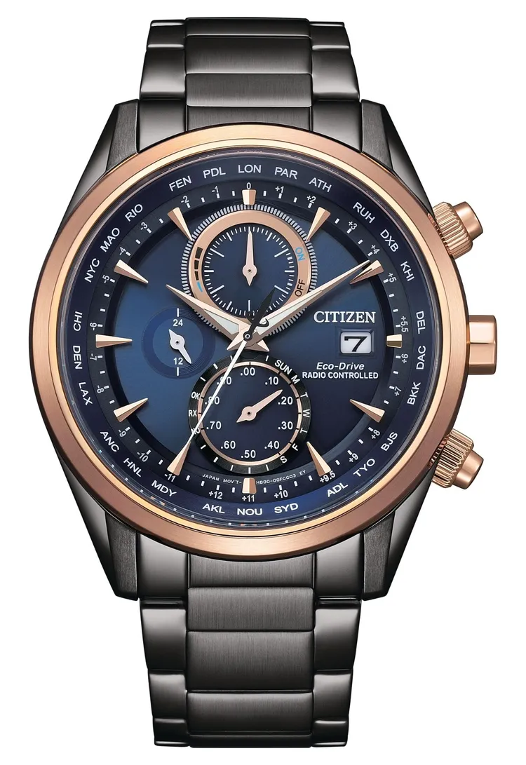 CITIZEN光動能全球電波對時錶AT8269-81L腕錶，2萬6800元。品牌提供