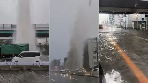 雙颱夾擊！大阪馬路狂噴驚天水柱　民眾驚呆：從沒遇過