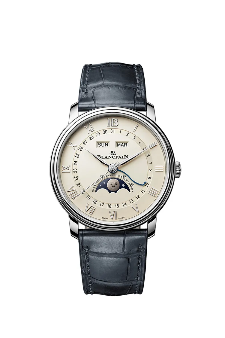Blancpain Villeret系列全日曆月相腕錶，
53萬9000元。品牌提供