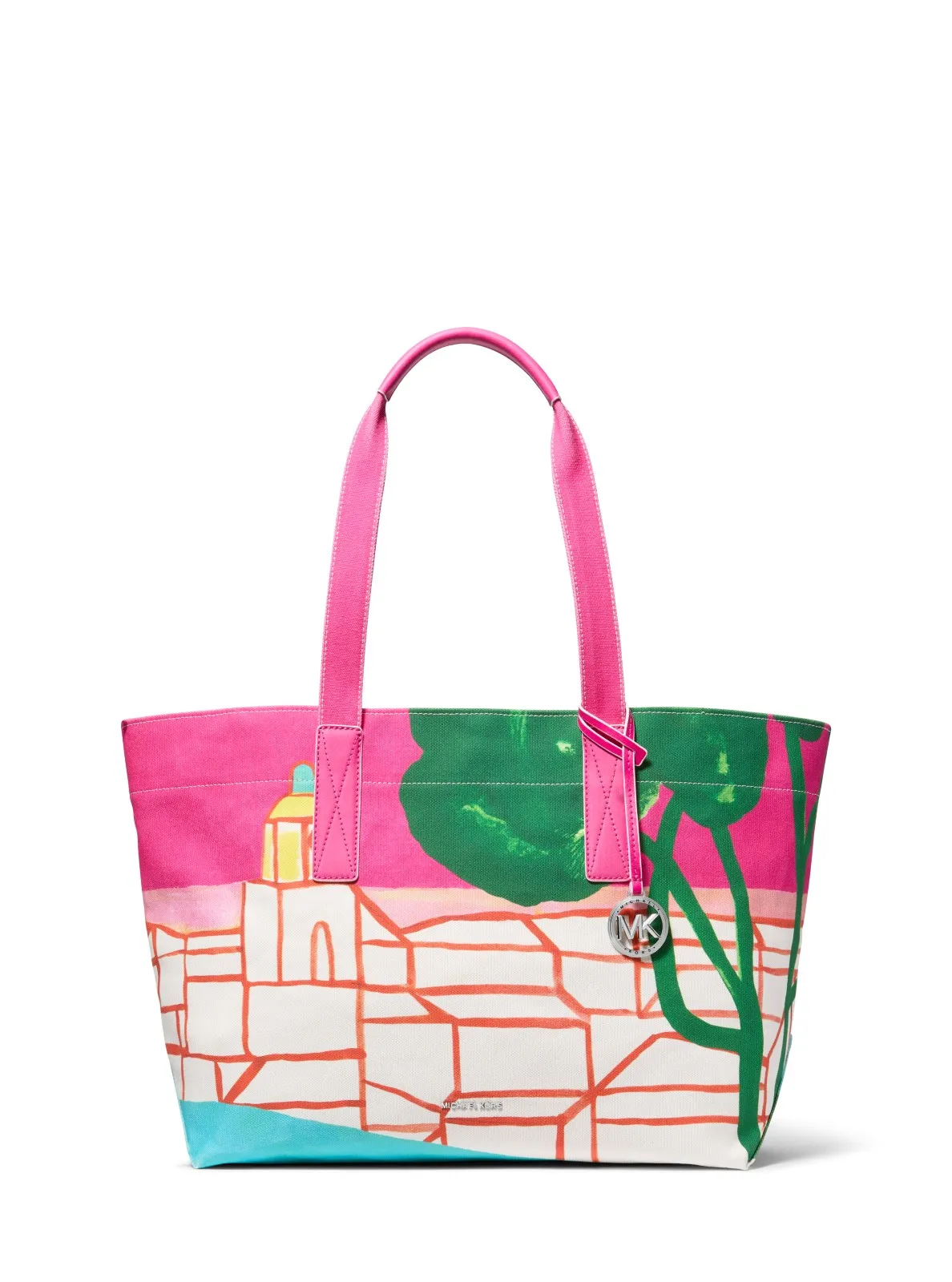 MICHAEL KORS x CHRISTINA ZIMPEL聯名膠囊系列THE MICHAEL BAG粉色印花托特包，9900元。品牌提供