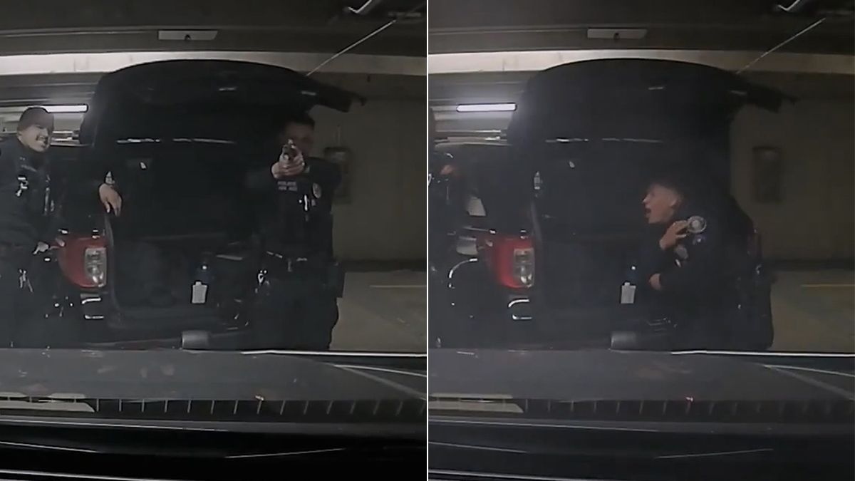 白目警察竟玩拔槍互瞄 真擊發了!子彈命中同僚