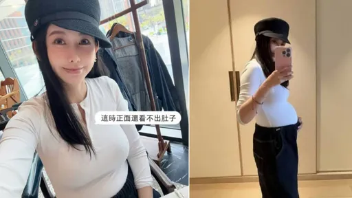 42歲愷樂懷雙胞胎！挺巨肚自拍　網讚：最美三寶媽