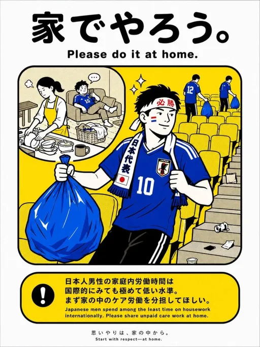 真男人是雙標仔？日本男球迷世足賽清垃圾獲美名　日本人妻不爽了