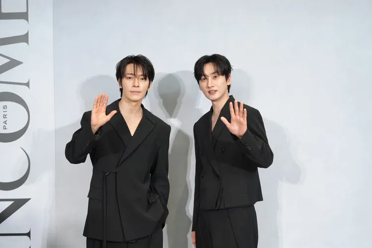Super Junior-D&E成員東海（左）、銀赫（右）今日現身LANCOME x D&E 幸福快閃店。攝影中心攝