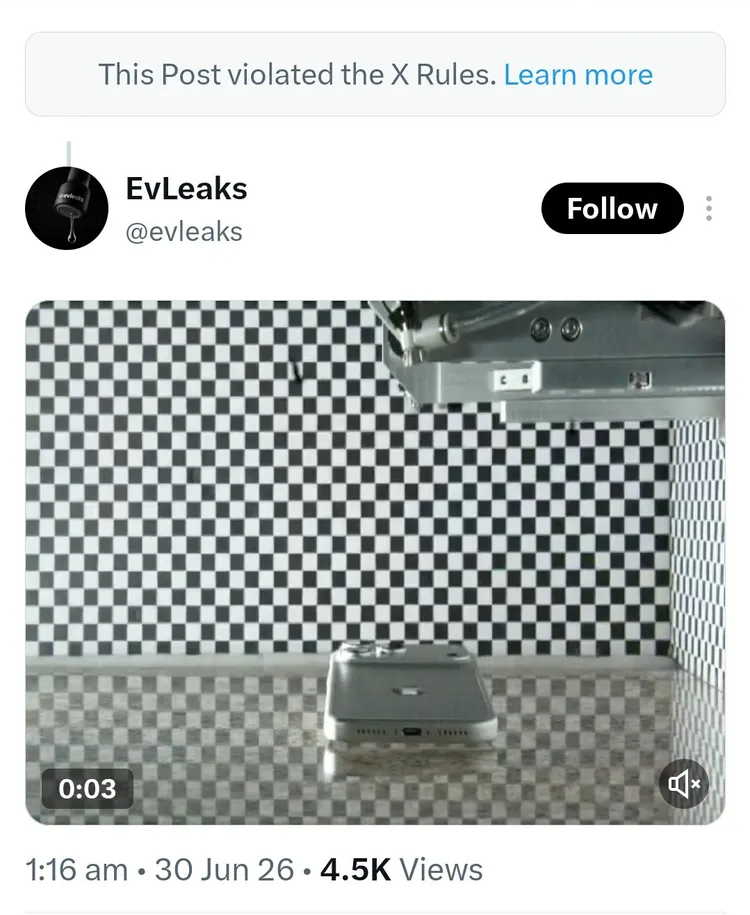 iPhone 18 Pro照片流入暗網。翻攝X @Cartidise