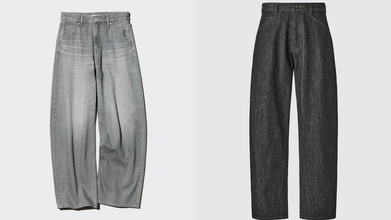 UNIQLO女裝繭型牛仔褲（左）、UNIQLO：C男裝繭型牛仔褲（右），各1290元。品牌提供