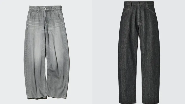 UNIQLO女裝繭型牛仔褲（左）、UNIQLO：C男裝繭型牛仔褲（右），各1290元。品牌提供