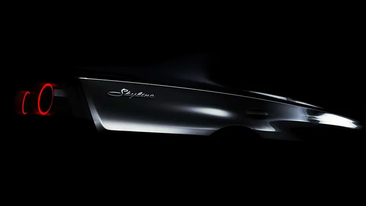 新世代Skyline預期維持後驅運動房車定位，車尾設計強調簡潔俐落輪廓，並融合新世代LED燈組設計語言。原廠照片