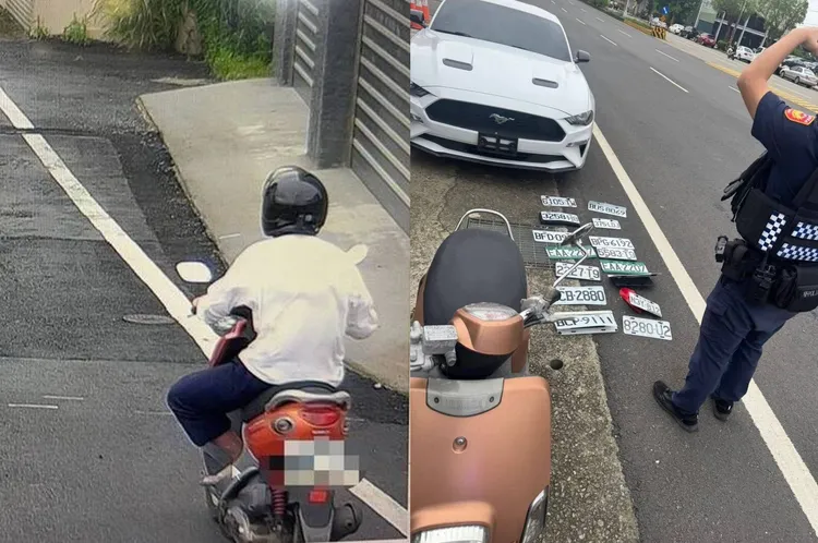 馮男砸車後，在頭份市亂拔車牌，又到新竹市姊姊家縱火，被員警依現行犯逮捕。警方提供