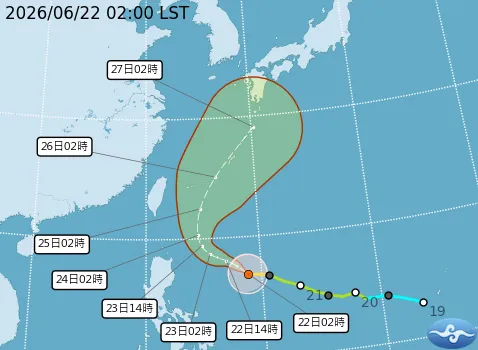 米克拉週三起將距離台灣較近，對台灣影響較大落在週四、週五兩天。氣象署提供
