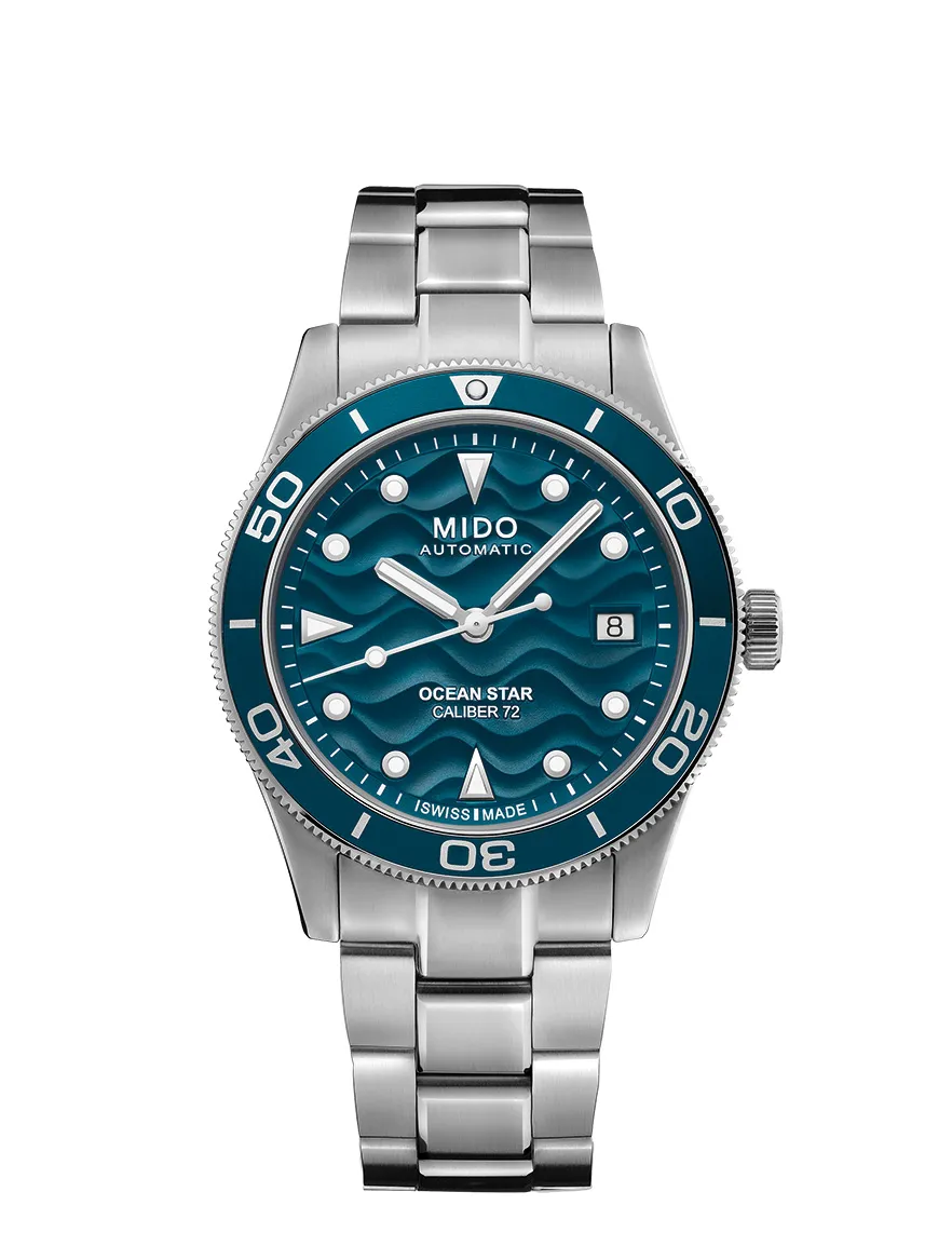 MIDO Ocean Star 39深淵藍腕錶，4萬1200元。品牌提供