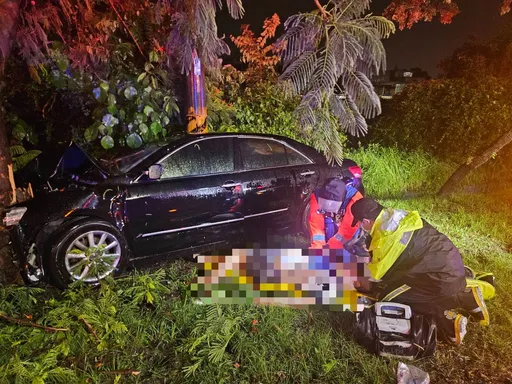 雨彈狂炸釀禍！台南駕駛深夜失控撞路樹　送醫不治