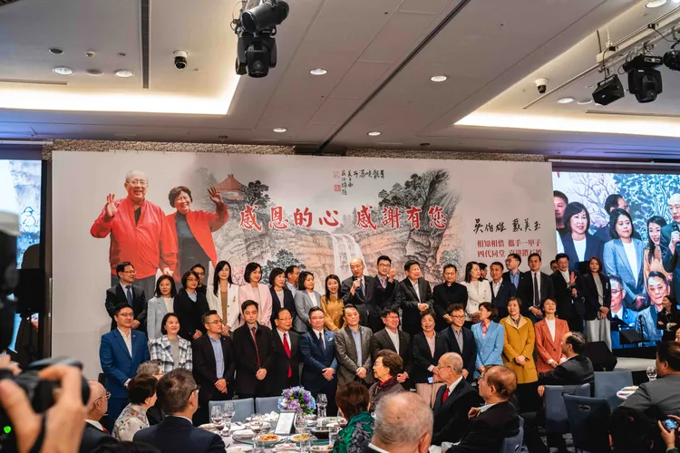 吳伯雄2024年11月間舉行60周年鑽石婚，立法院長韓國瑜率國民黨立法院黨團到場祝福。國民黨文傳會提供