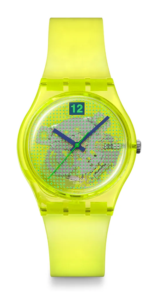 SWATCH SMASH IT系列LUMINOUSLY LEMON腕錶，2600元。品牌提供