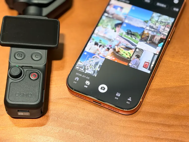 Osmo Pocket 4P內建103GB儲存空間，並可連接DJI App瀏覽及傳送拍攝素材，方便旅途中直接用手機剪輯與分享。趙筱文攝