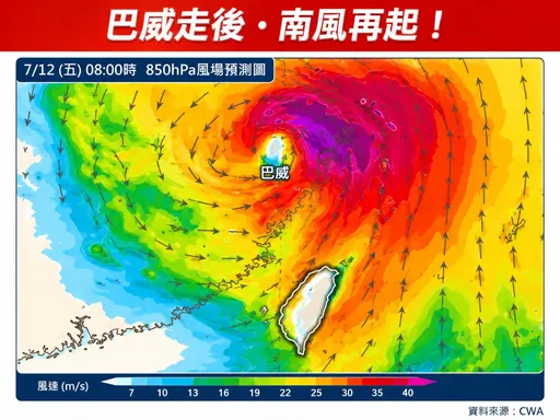 巴威掰了！南風再起快速熱回36℃　但降雨機率大