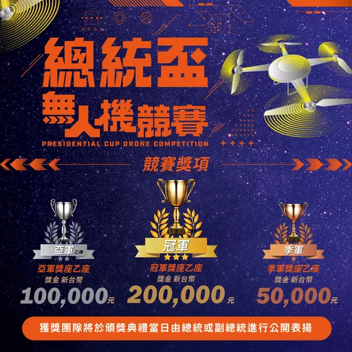 總統盃2026無人機競賽　冠軍20萬！賴清德邀各界參加