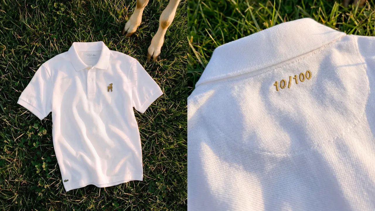 LACOSTE Polo衫將胸前Logo從鱷魚變成金色山羊。品牌提供