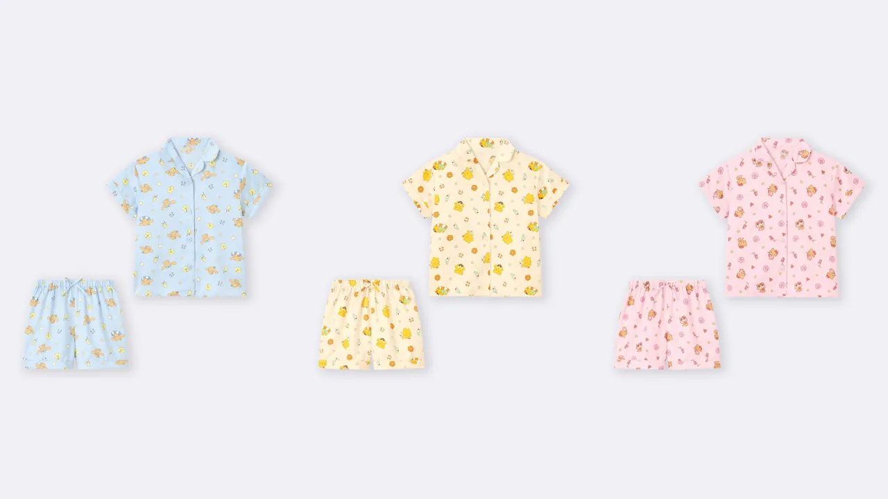 GU「曬黑三麗鷗」系列女童緞面家居服組，各590元。品牌提供