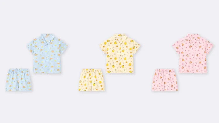 GU「曬黑三麗鷗」系列女童緞面家居服組，各590元。品牌提供