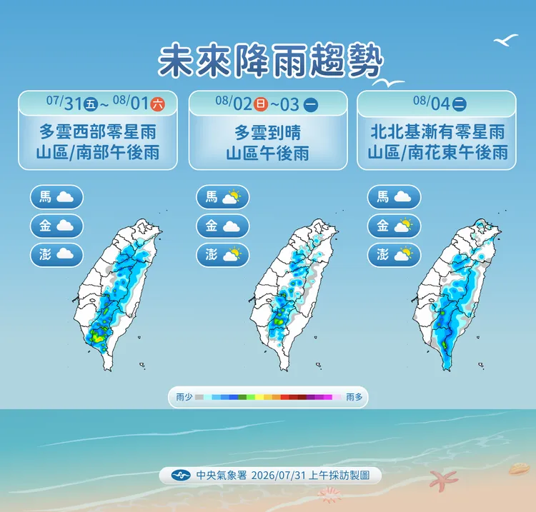 降雨趨勢。氣象署提供