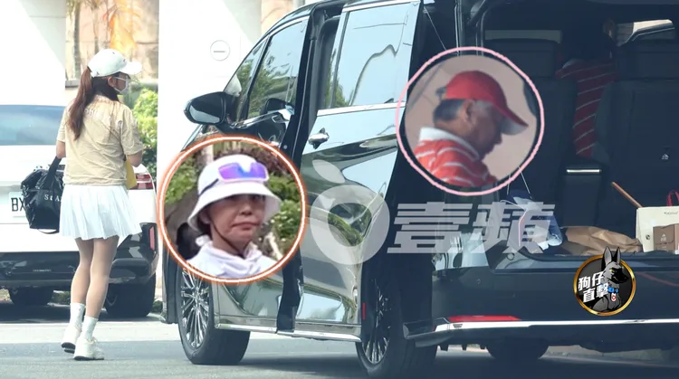 2026/6/20，郭台銘（右）到大直接謝女至大溪球場，謝女先下車，大溪山莊管家對她畢恭畢敬。特勤中心攝