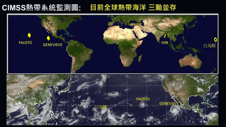 賈新興指出，目前全球熱帶洋面「三颱並存」。翻攝賈新興臉書