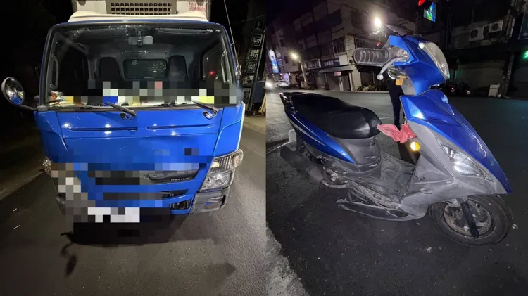 貨車車頭凹陷，可見當下撞擊力道之大，魏女頭部因此重創。民眾提供
