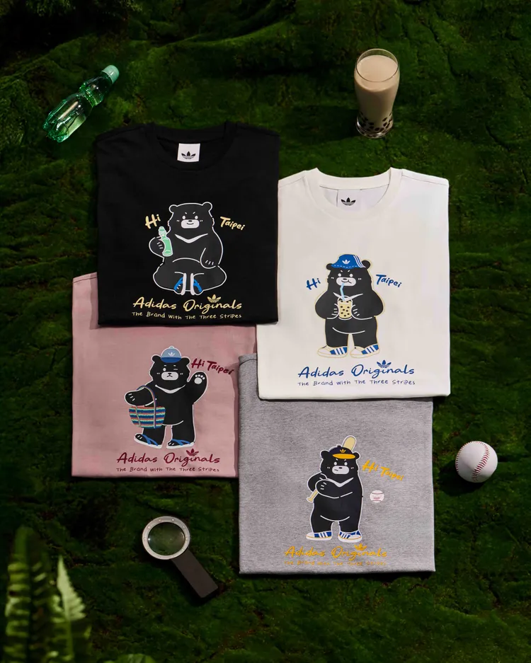 adidas Originals城市限定黑熊系列T-Shirt，各1690元。品牌提供