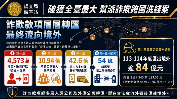 調查局從貨櫃毒品走私案進一步追蹤，並破獲幫派洗錢集團。翻攝畫面