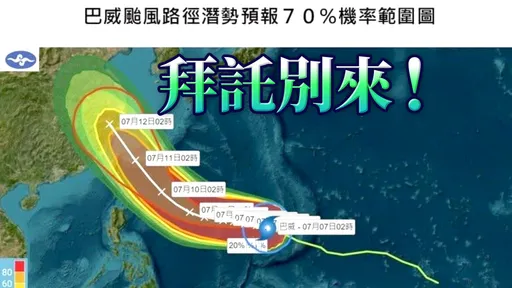 巴威更靠近台灣了！路徑再南修　專家曝「最壞情境」