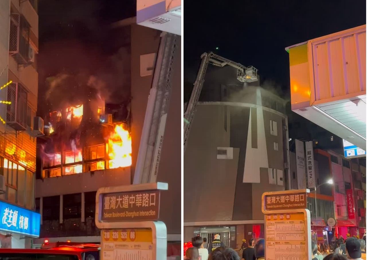 台中市區歇業飯店深夜驚傳大火 6人受困頂樓「揮手求救」