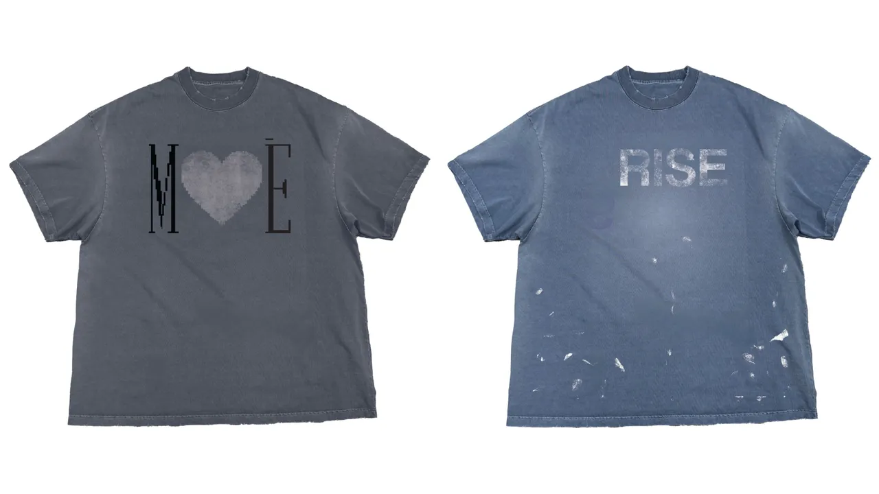 MTTIRÉ ME VINTAGE HEART OVERSIZED T-SHIRT（左）2282元、RISE VINTAGE OVERSIZED T-SHIRT（右）2571元。品牌提供