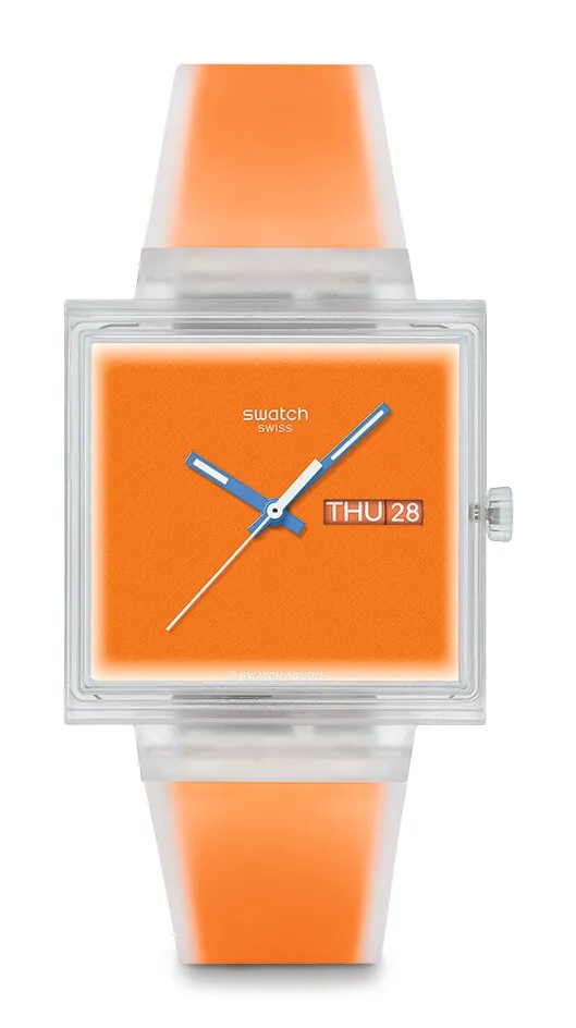 SWATCH WHAT IF…SEE THRU ORANGE?腕錶，3100元。品牌提供