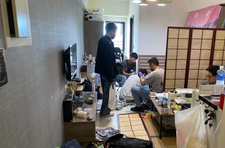 現場搜索。中壢警分局提供